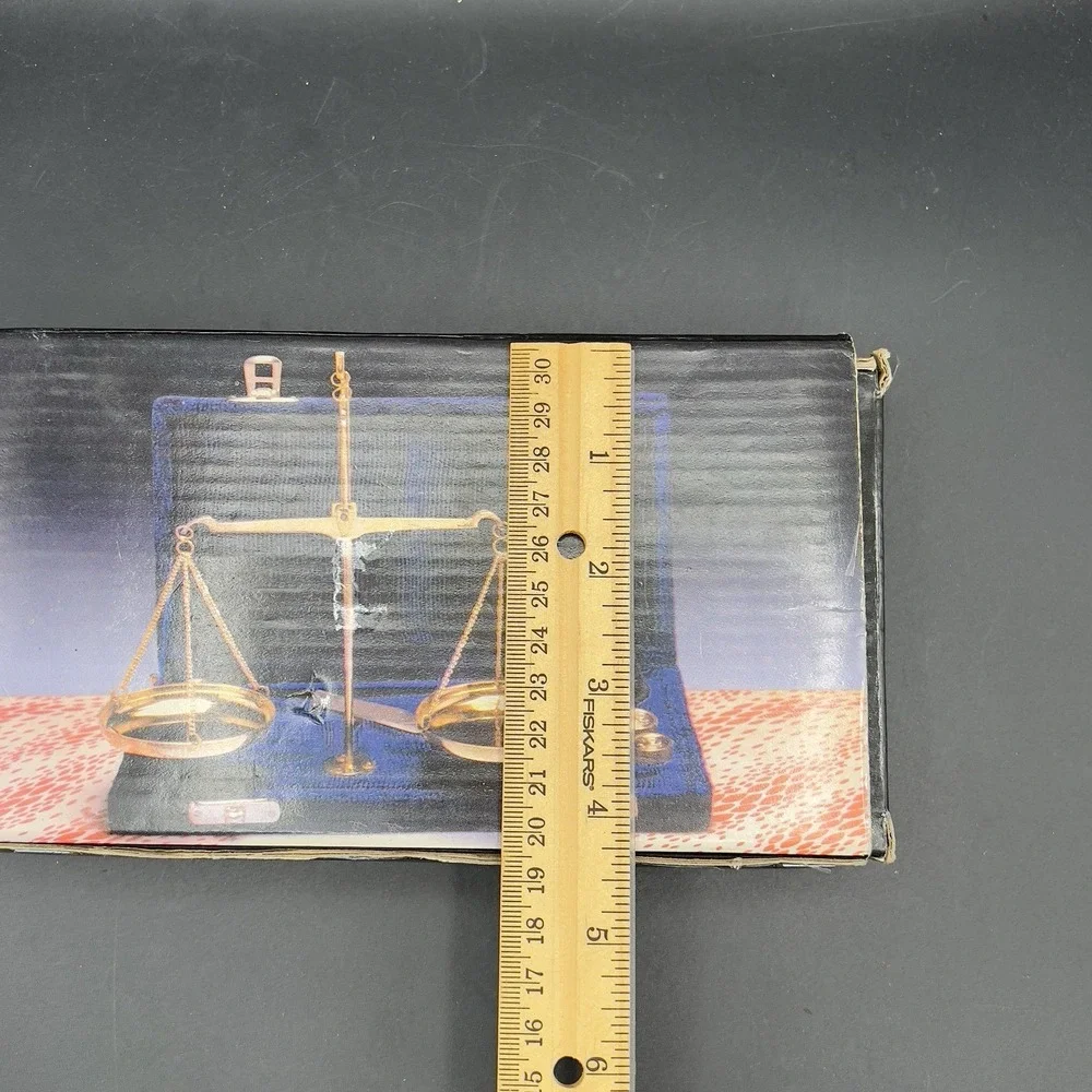 Vintage Black Velvet box with Brass Balance Scales and Weights Travel w/ box